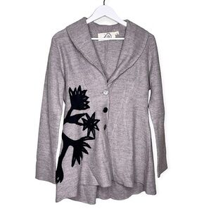 Anthropologie Rosie Neira Women’s 100% Wool‎ Sweater Jacket in Grey Size Small
